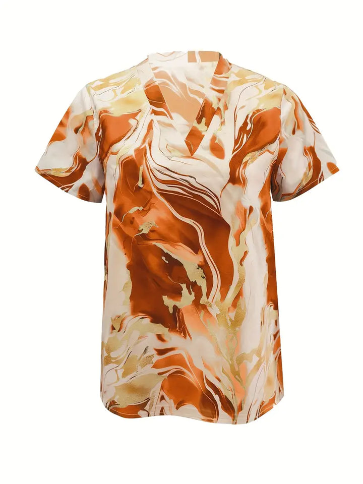 Mildred Marble Print Short Sleeve Shirt