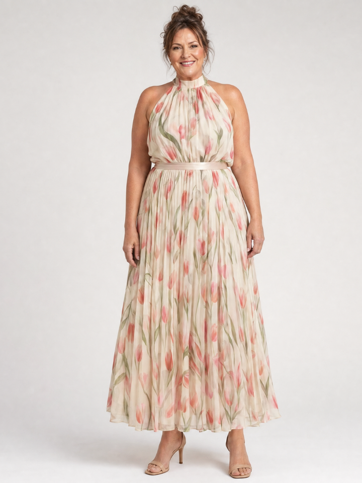 Aurelle Halter Neck Floral Midi Dress