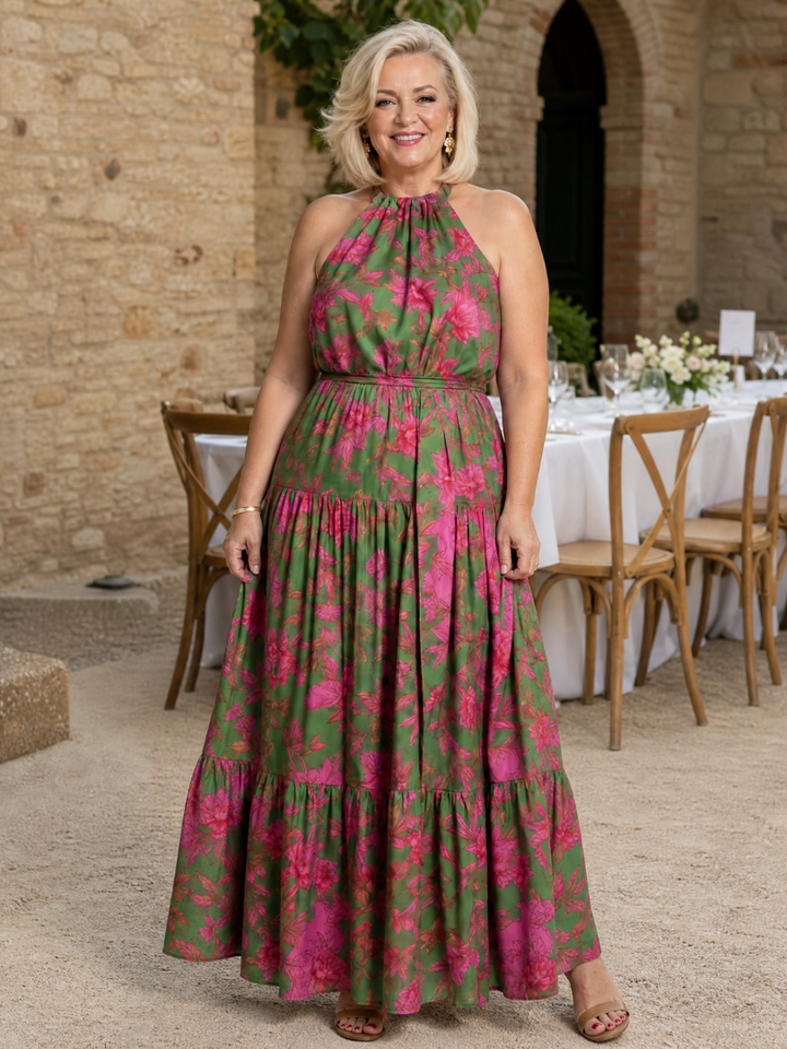 Rowen Draped Halter Midi Dress