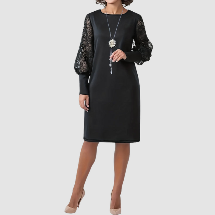 Dolly Elegant Floral Lace-Trimmed Dress