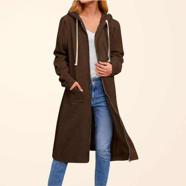 BRIXLEY – Relaxed Zip-Up Longline Cardigan