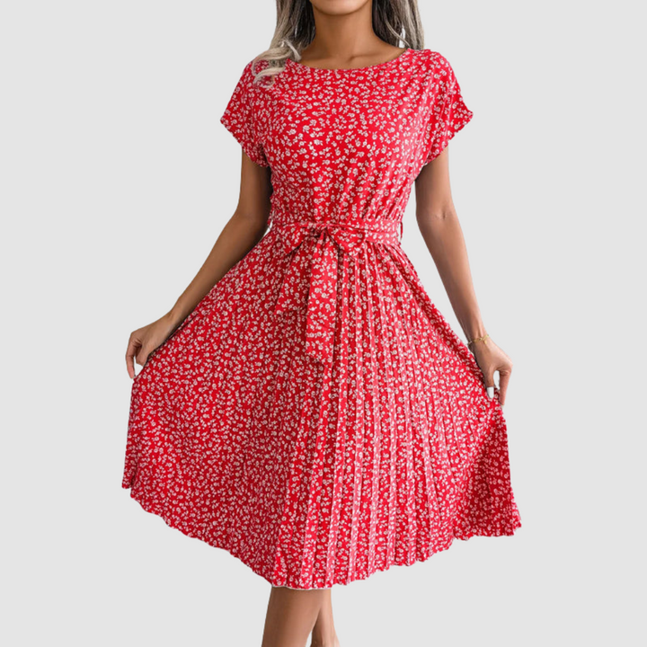 Lina Short Sleeve Floral A-Line Dress
