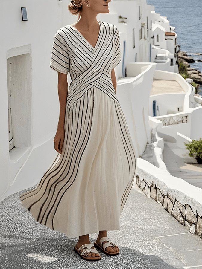 Sabrinah Elegant Loose striped maxi dress