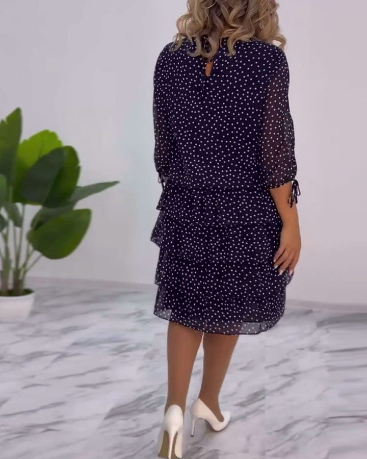 Claire Elegant Layered Polka Dot Dress