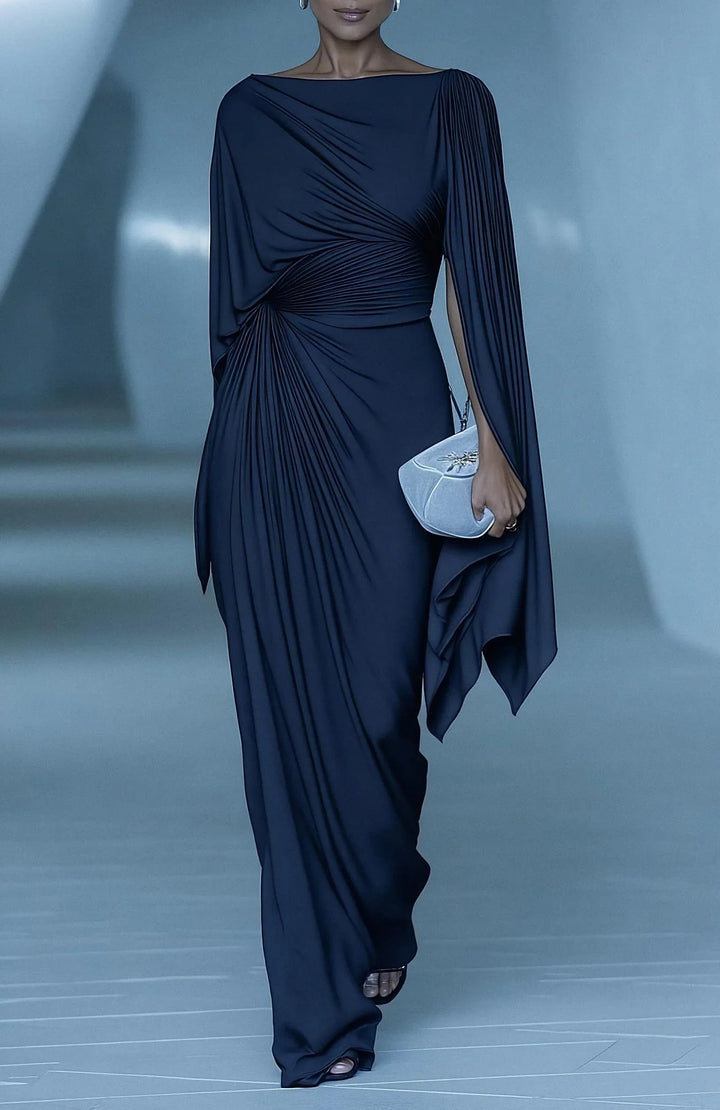 Melyssa Pleated Drape Maxi Dress