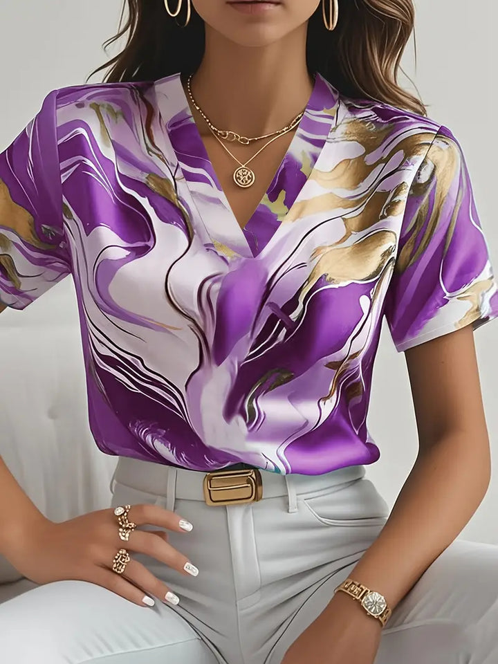 Mildred Marble Print Short Sleeve Shirt