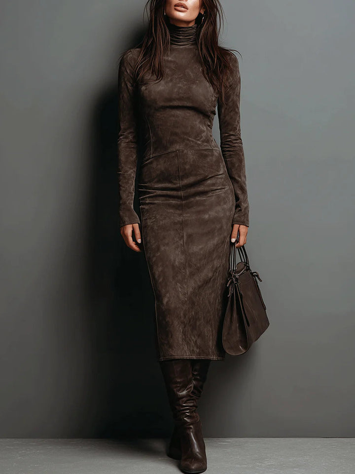Mildred Elegant Suede Maxi Dress