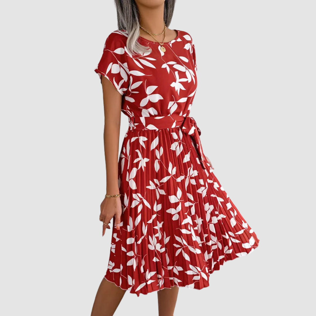 Lina Short Sleeve Floral A-Line Dress