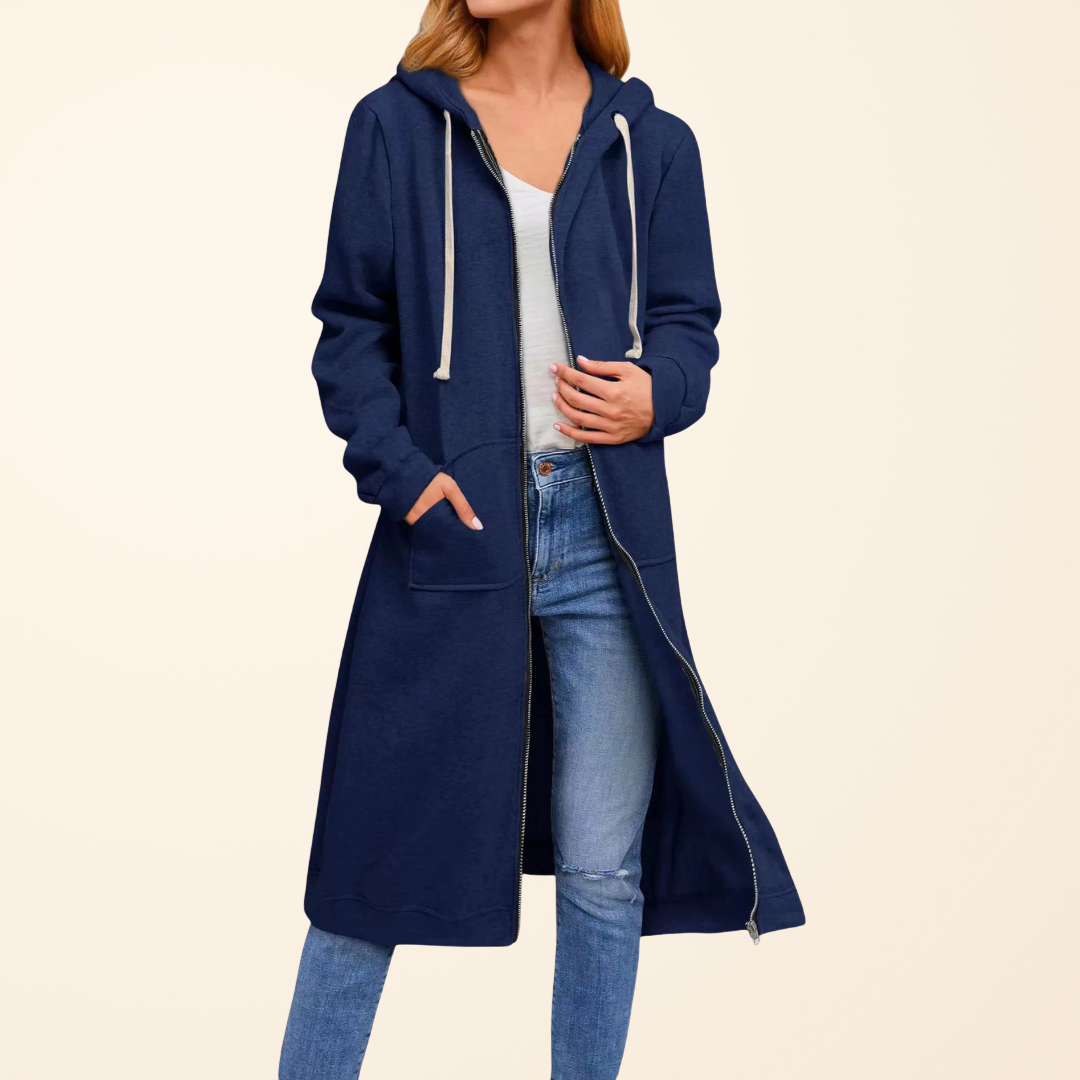 BRIXLEY – Relaxed Zip-Up Longline Cardigan