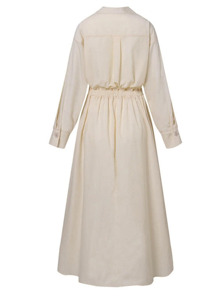 Elsie Elegant Button Lapel Midi Dress
