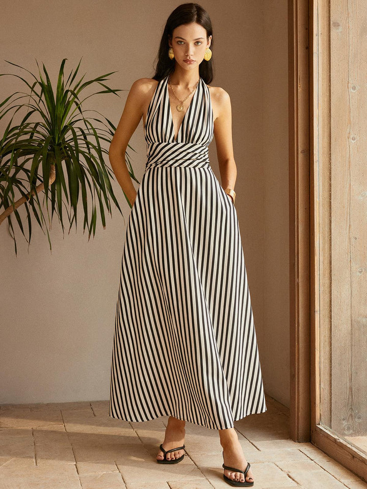 Tyla Striped Backless Dress