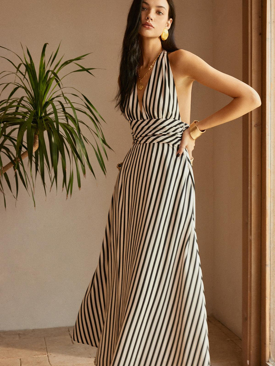 Tyla Striped Backless Dress