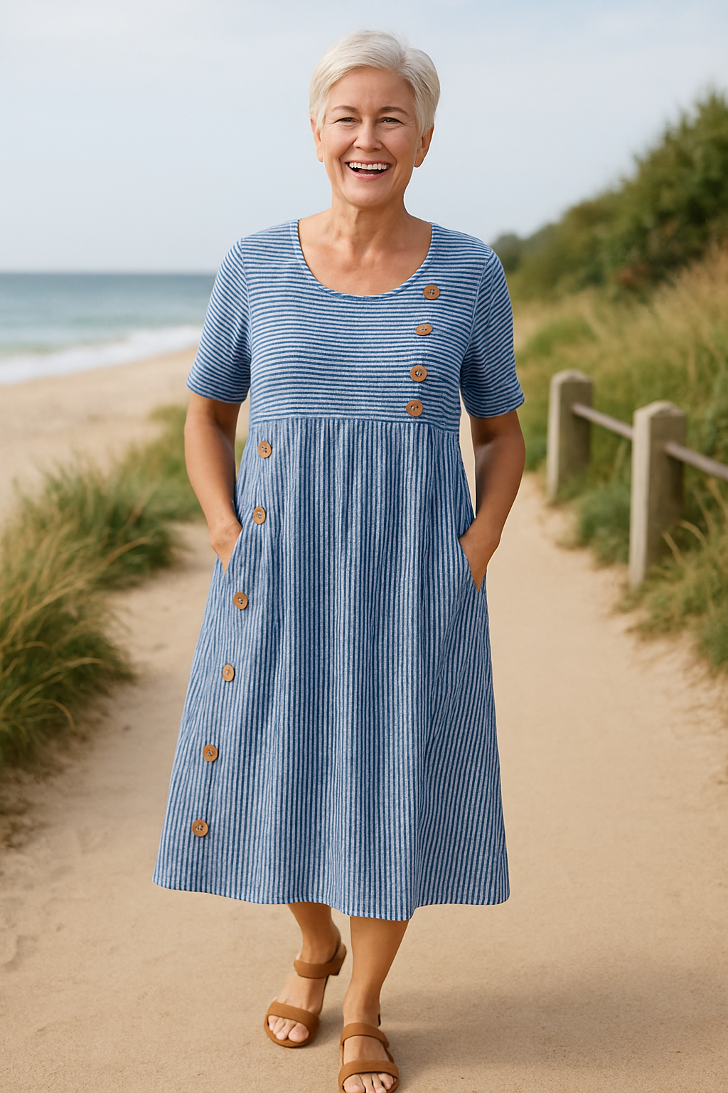 Brenna Striped Midi Dress