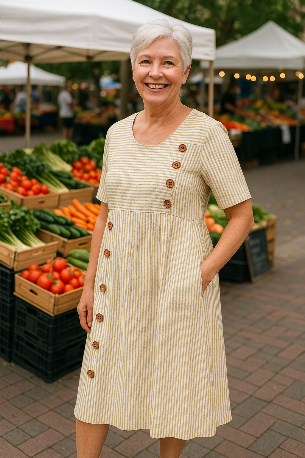Brenna Striped Midi Dress