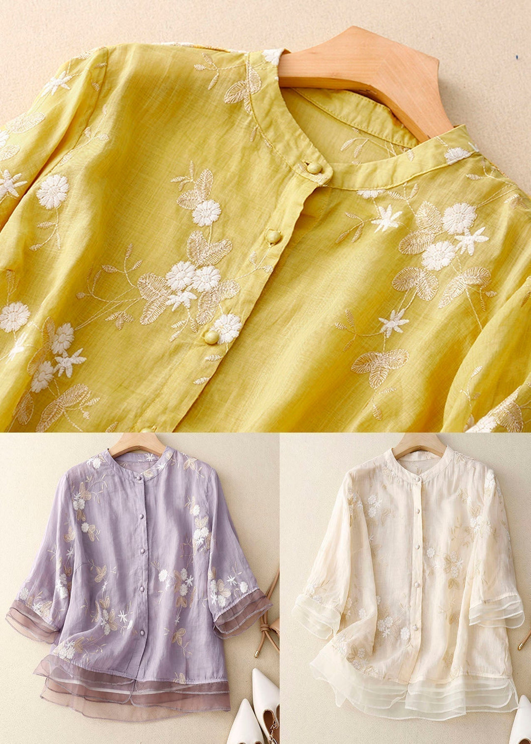 Kourtney | Chic Blouse with Floral Accents