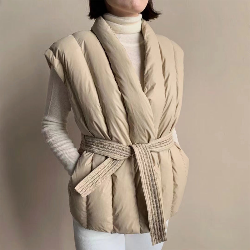 Cherry Soft Belted Wrap Puffer Vest