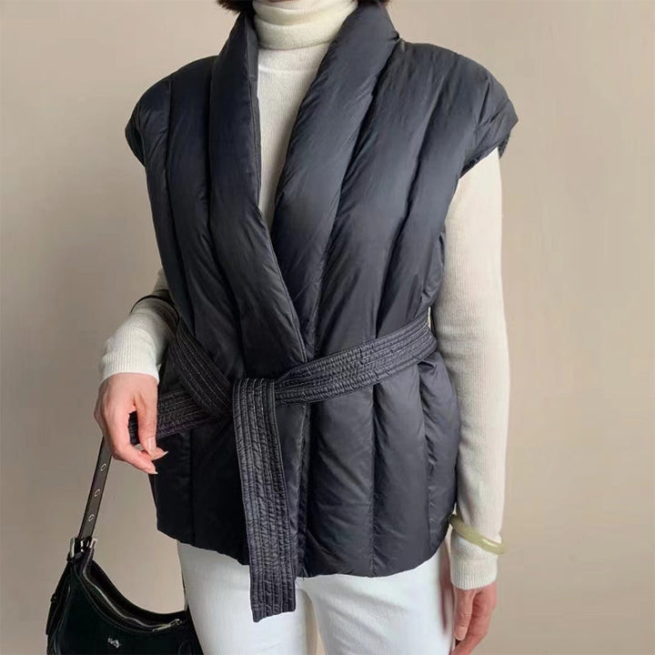 Cherry Soft Belted Wrap Puffer Vest