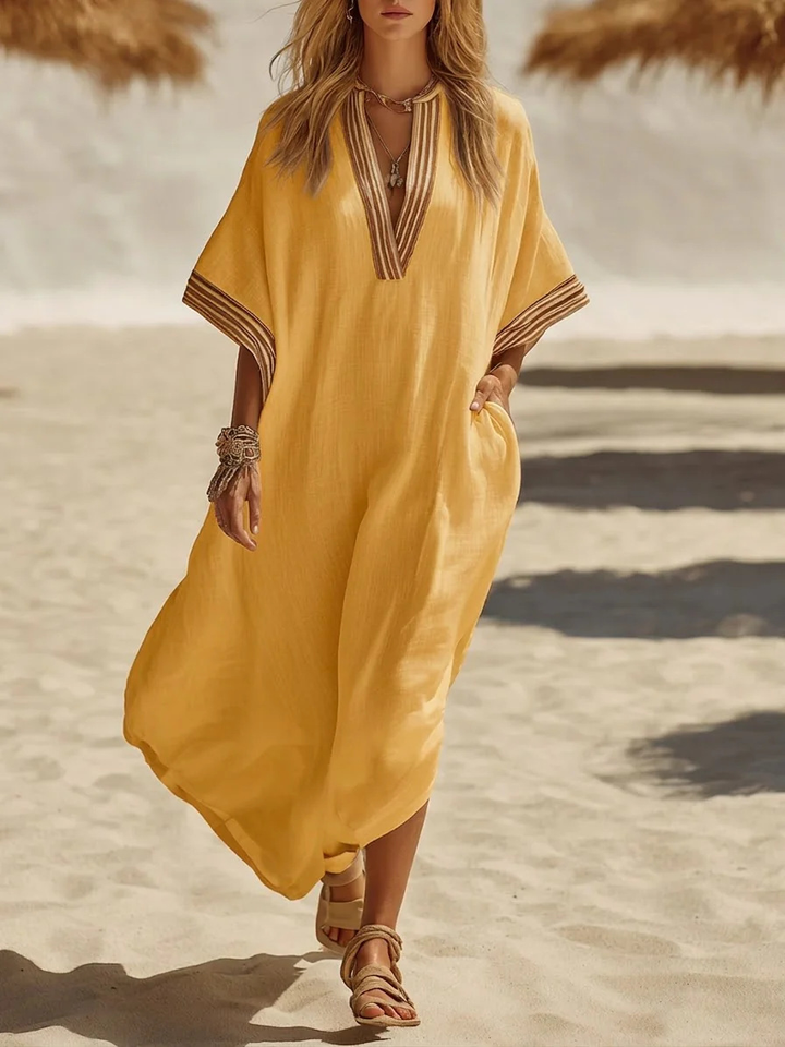 Winifred Braid Trim Kaftan Dress