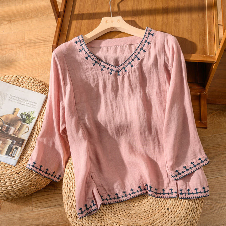 Mary | Pattern V-Neck Blouse