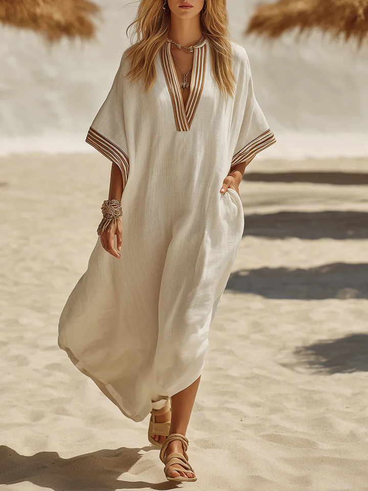 Winifred Braid Trim Kaftan Dress