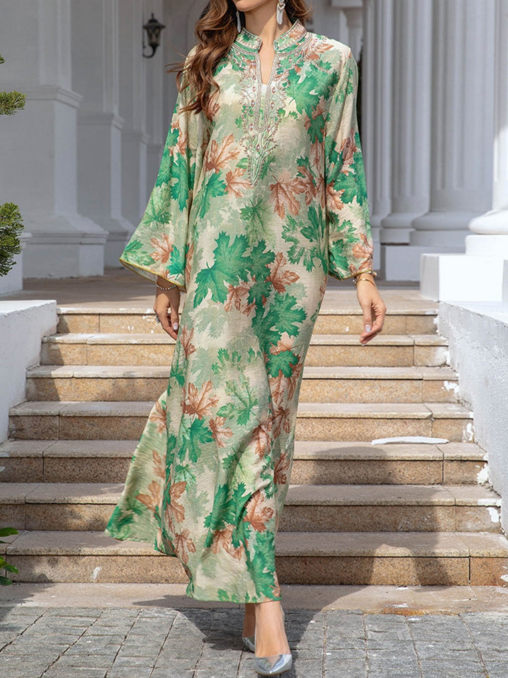 Paloma Maple Leaf Print Maxi Dress