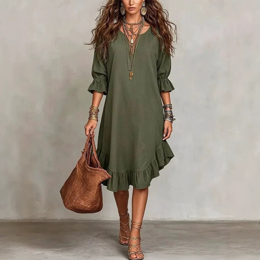 Juanita Ruffle Hem Midi Dress