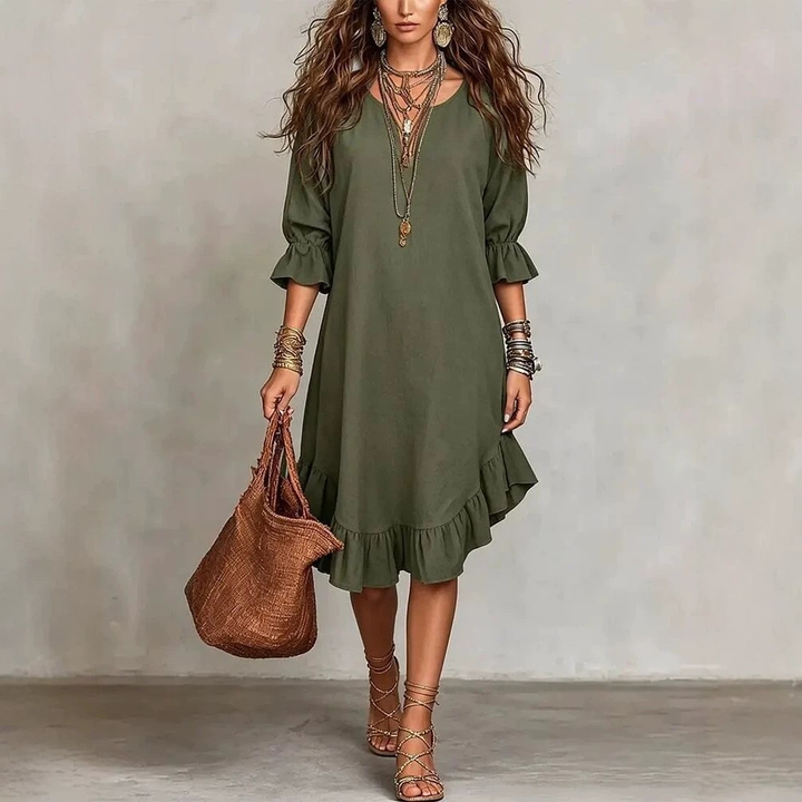 Juanita Ruffle Hem Midi Dress