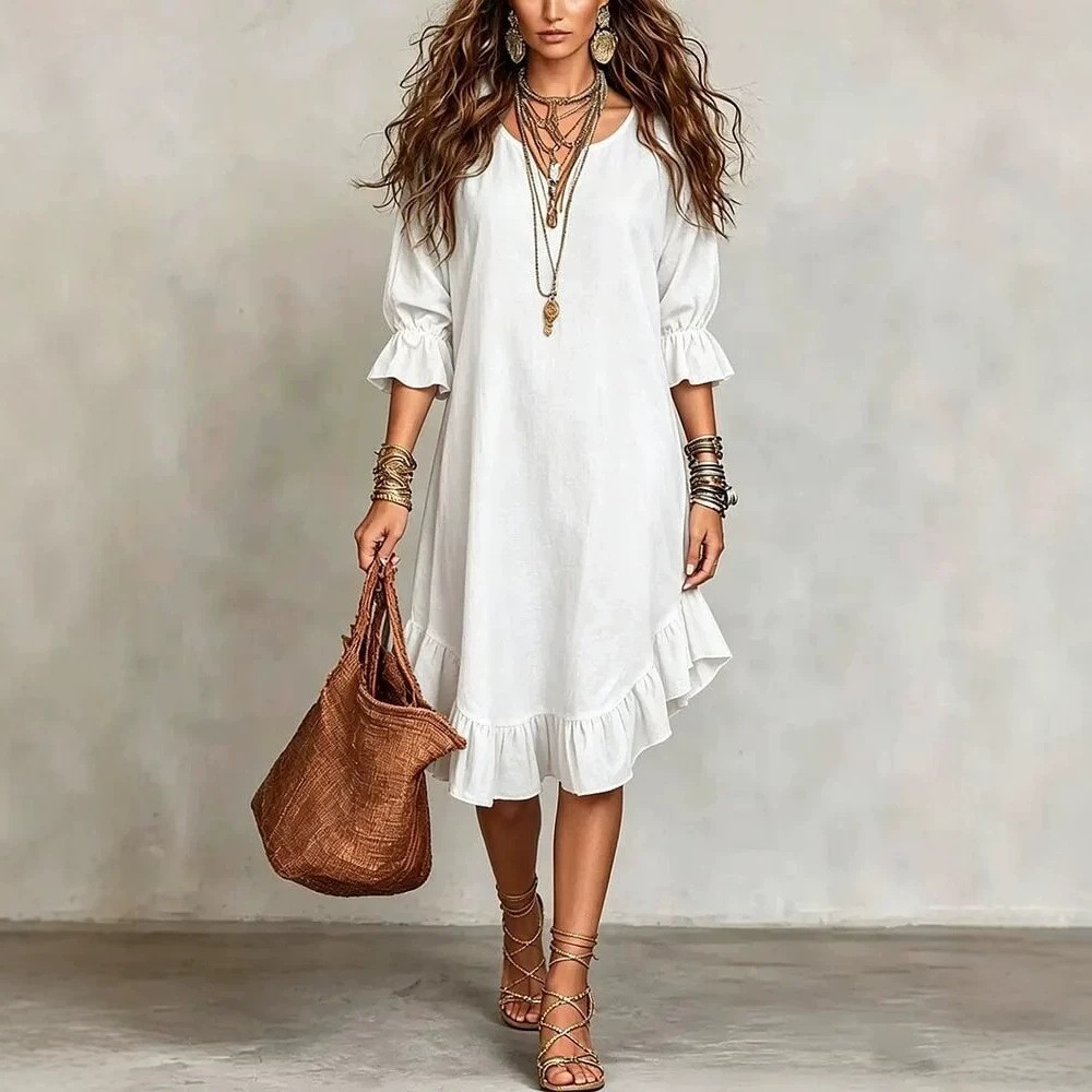 Juanita Ruffle Hem Midi Dress
