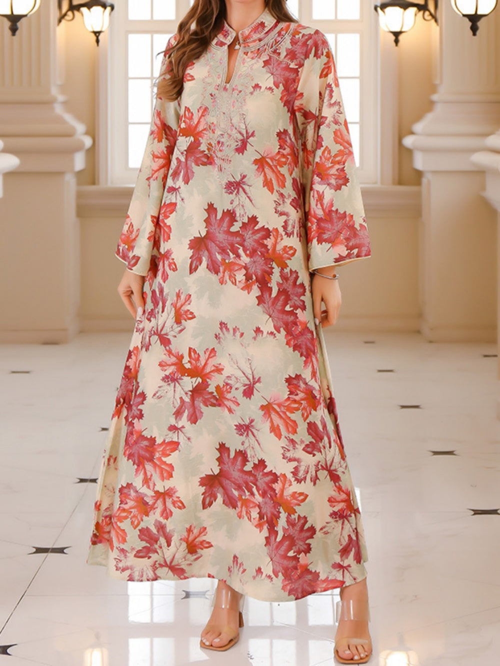 Paloma Maple Leaf Print Maxi Dress