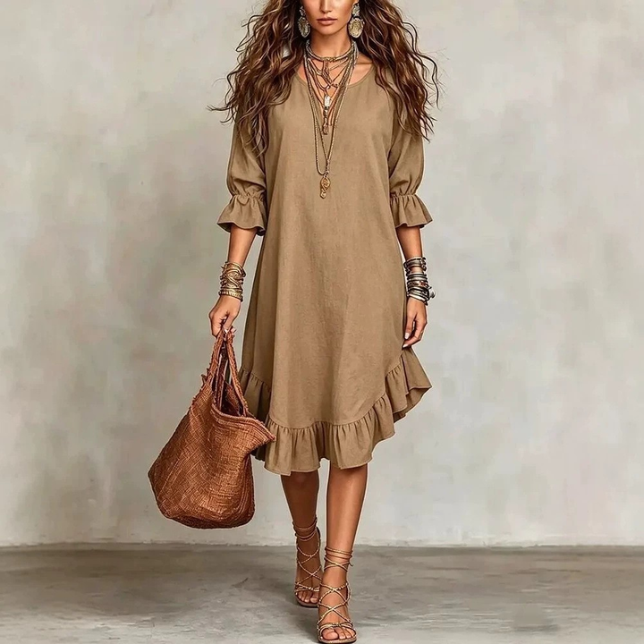 Juanita Ruffle Hem Midi Dress