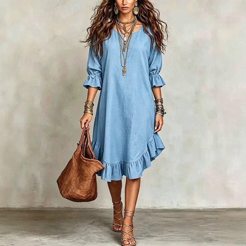 Juanita Ruffle Hem Midi Dress