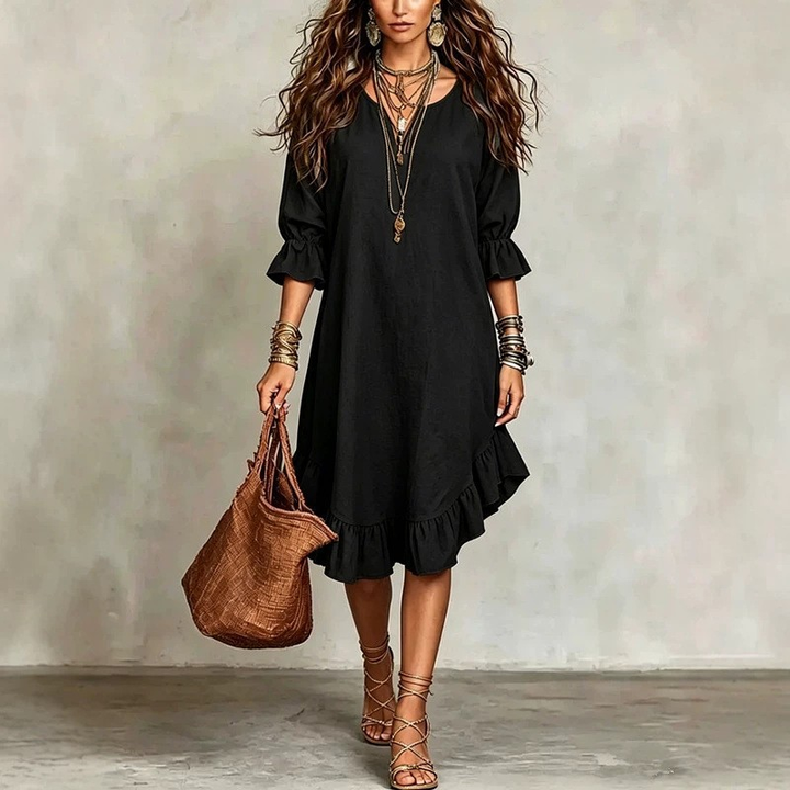 Juanita Ruffle Hem Midi Dress