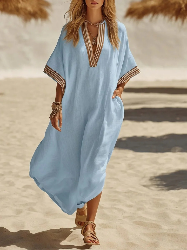 Winifred Braid Trim Kaftan Dress