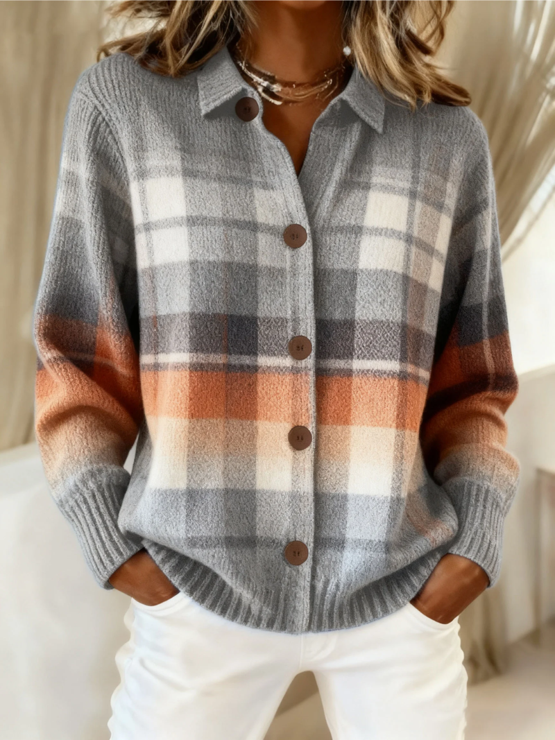 Laverne | Warm Ombre Plaid Cardigan