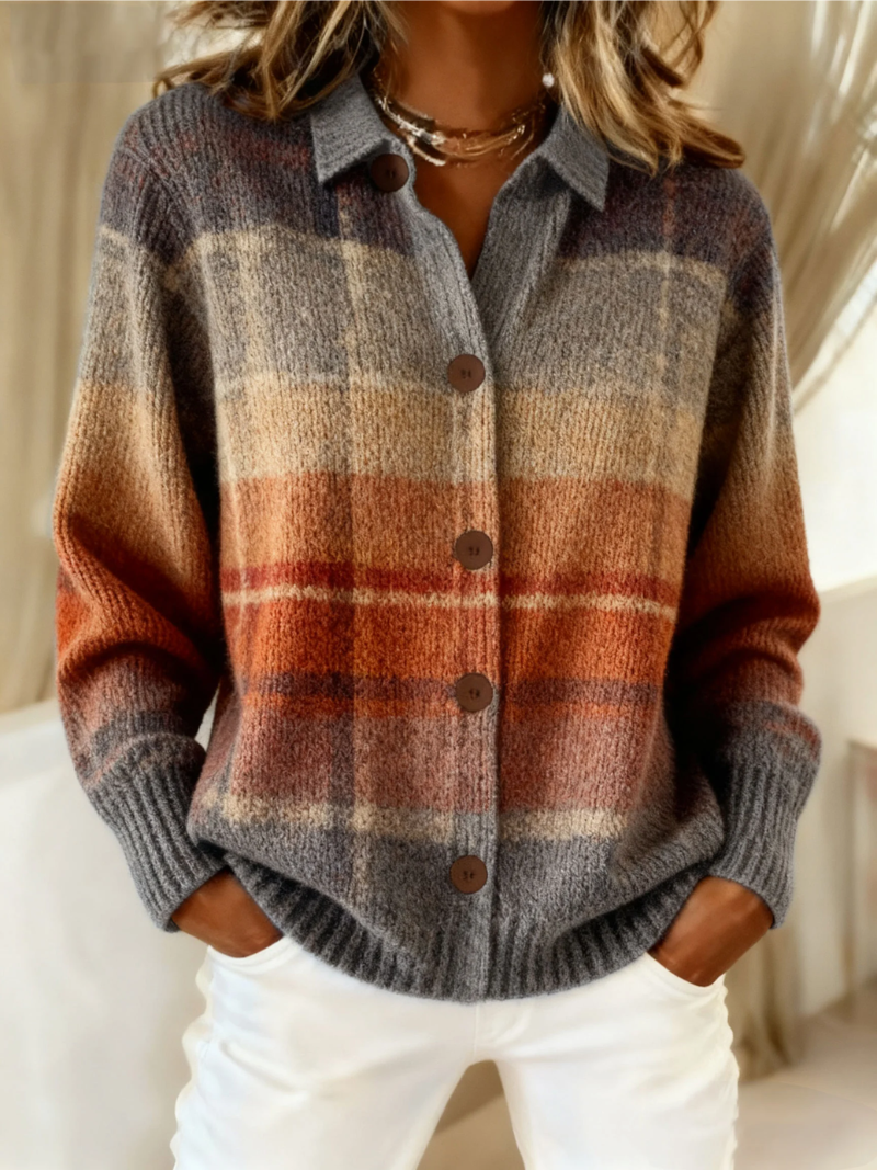 Pluma | Autumn Ombre Plaid Cardigan