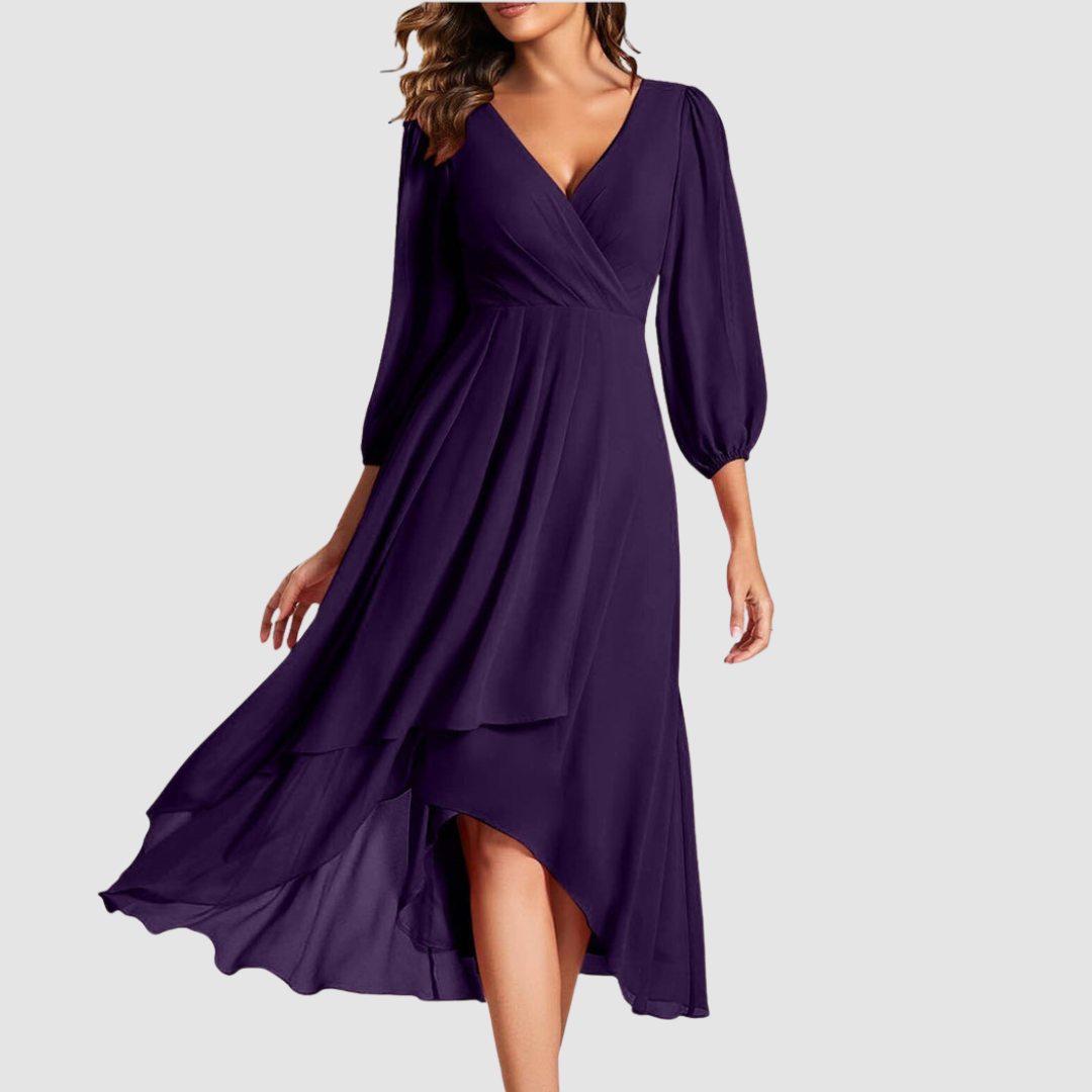 Mia Elegant V-neck Long Dress
