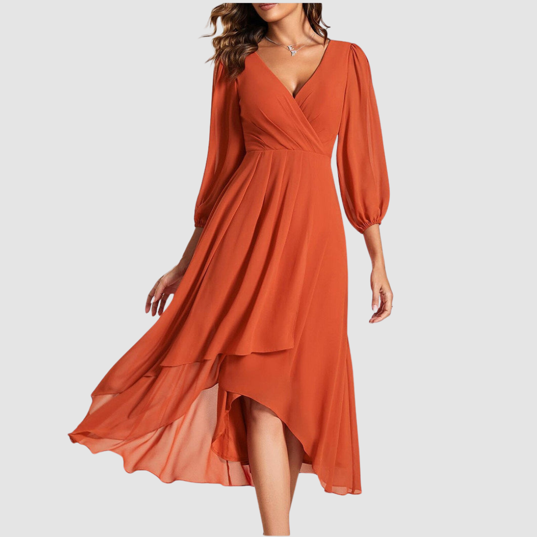 Mia Elegant V-neck Long Dress