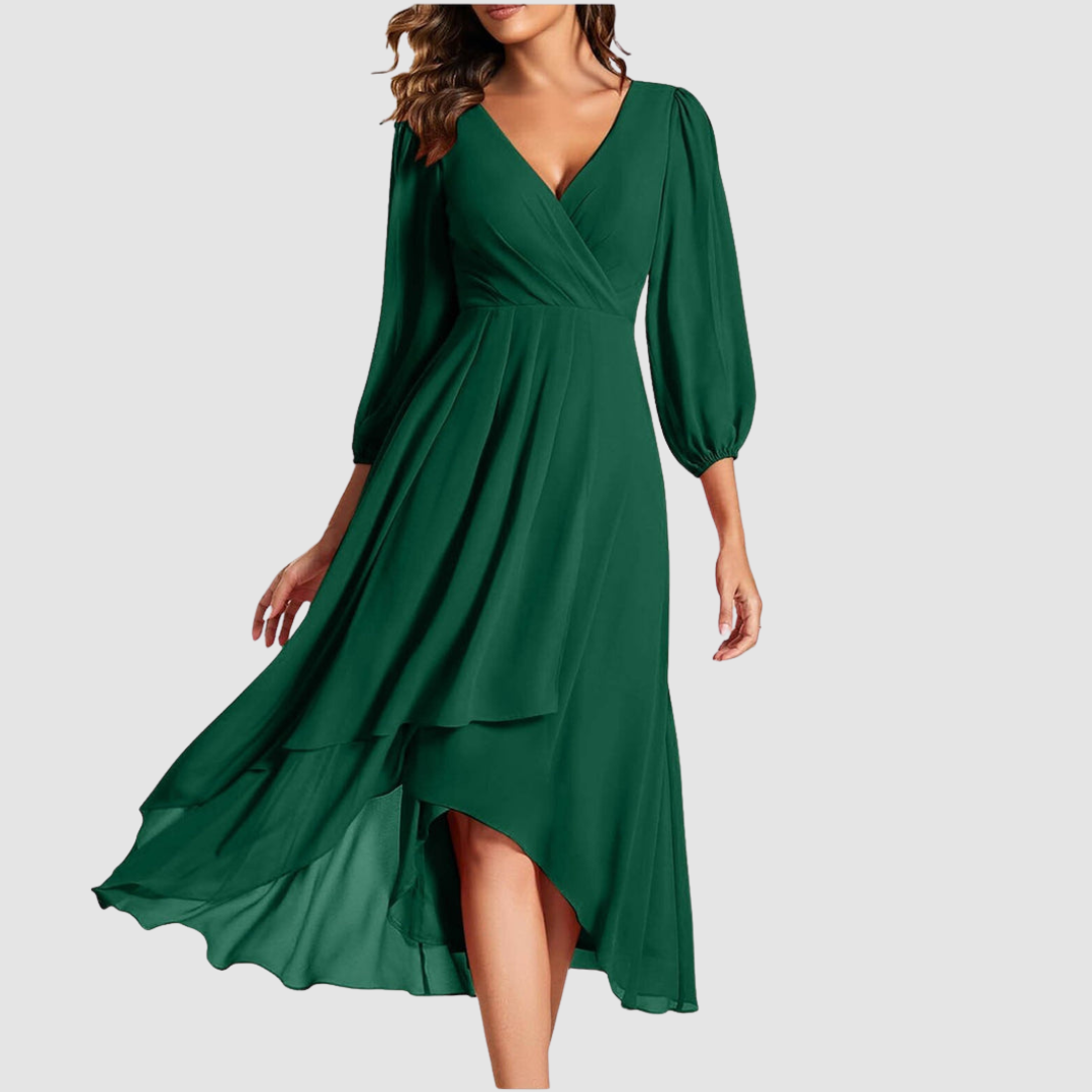 Mia Elegant V-neck Long Dress