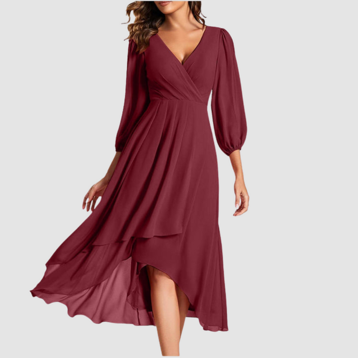 Mia Elegant V-neck Long Dress