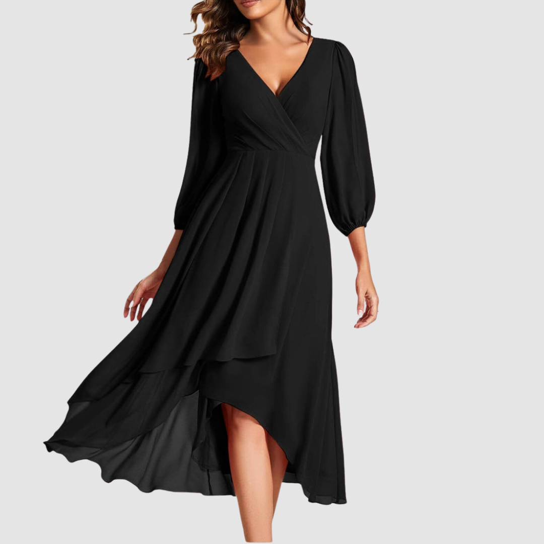 Mia Elegant V-neck Long Dress