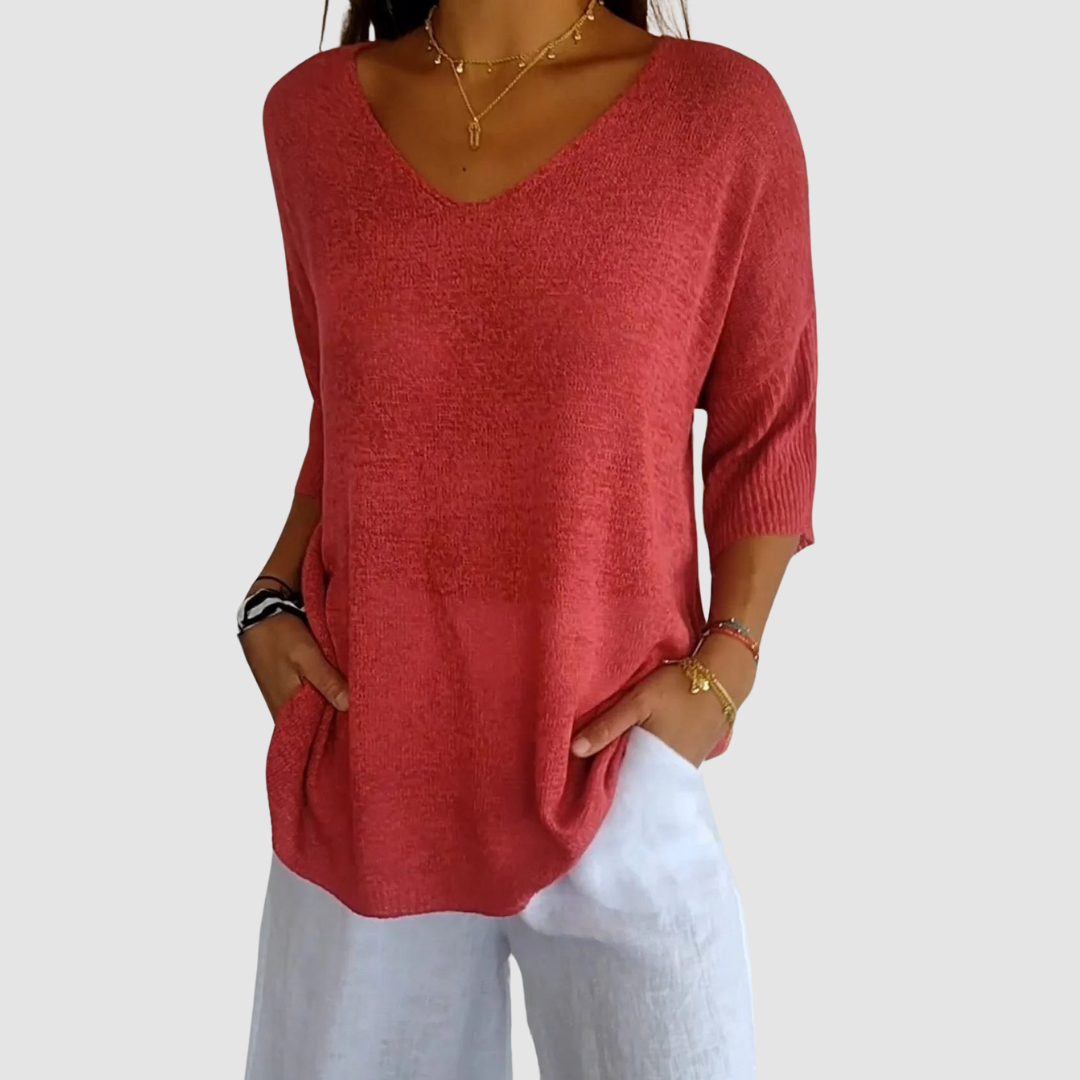 Camille Knit V-Neck Top