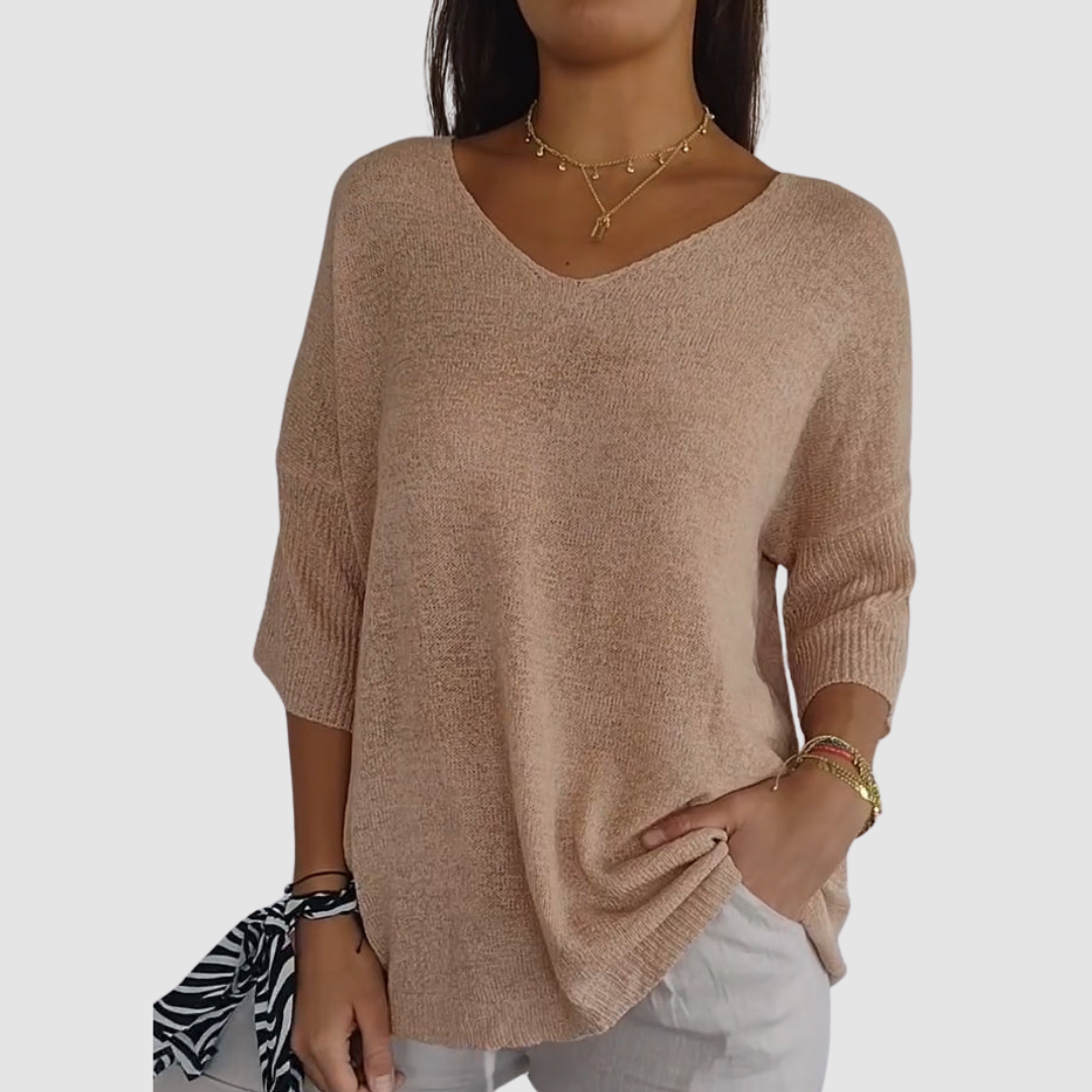 Camille Knit V-Neck Top