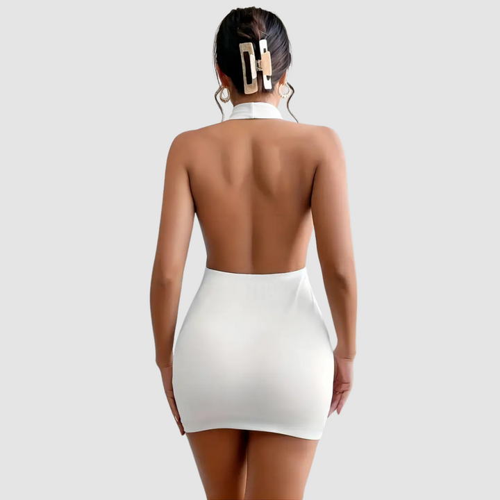 Juliana Sleek Halter Summer Mini Dress
