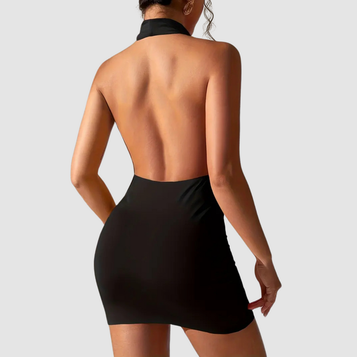 Juliana Sleek Halter Summer Mini Dress