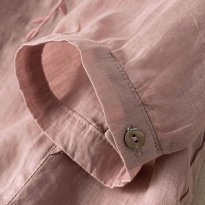 Margarita Loose Retro Cotton-Linen Top