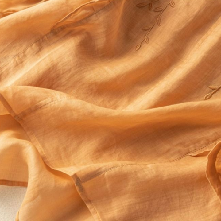 Margarita Loose Retro Cotton-Linen Top