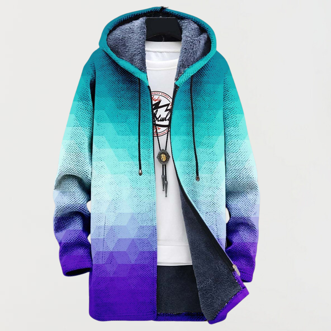 Cardigan with Hexagonal Gradient Pattern