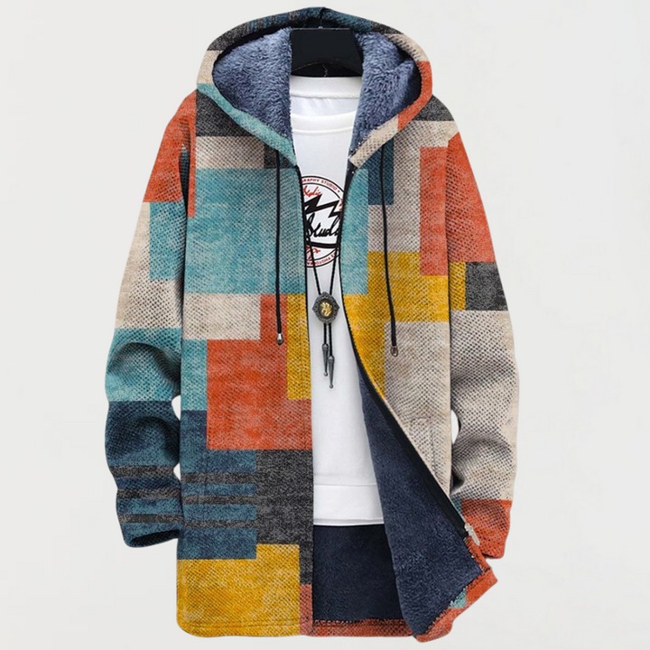 Cardigan with Geometric Colour Blocks