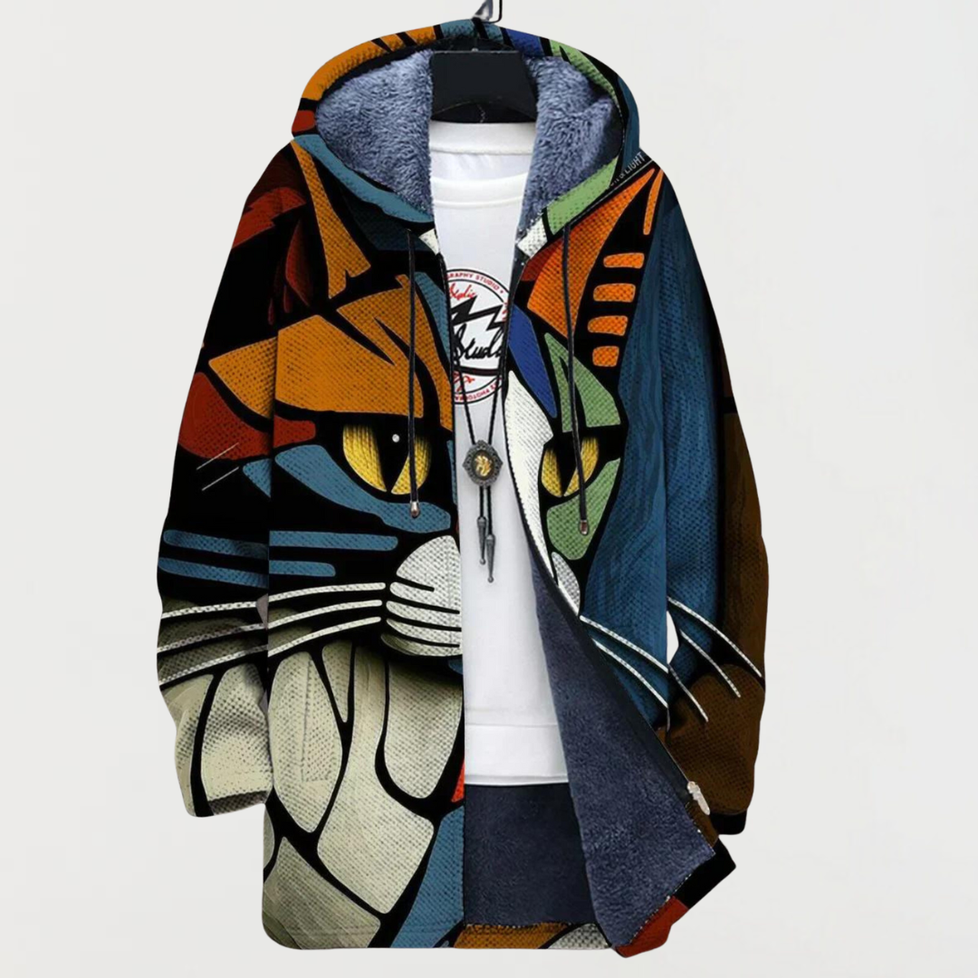 Cardigan with Cat Face Pattern