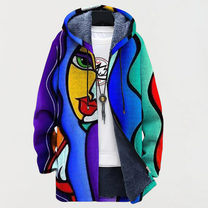 Cardigan with Colourful Art